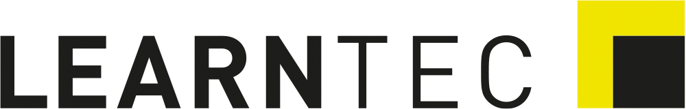 Logo von Learntec. Schwarze Buchstaben, Learn dickgedruckt. Rechts daneben das gelb-schwarze Logo
